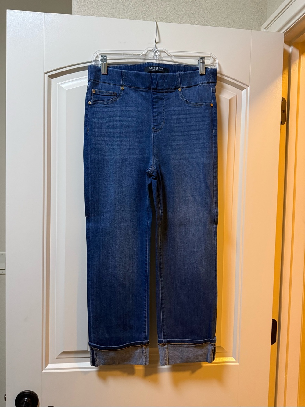 Liverpool Women's Indigo Straight-Leg Jeans with Cuffed Hem